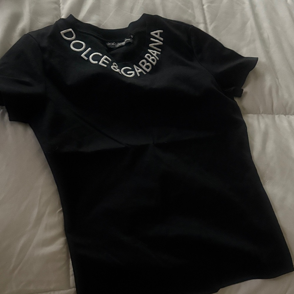 Dolce & Gabbana Black Tee with White Logo